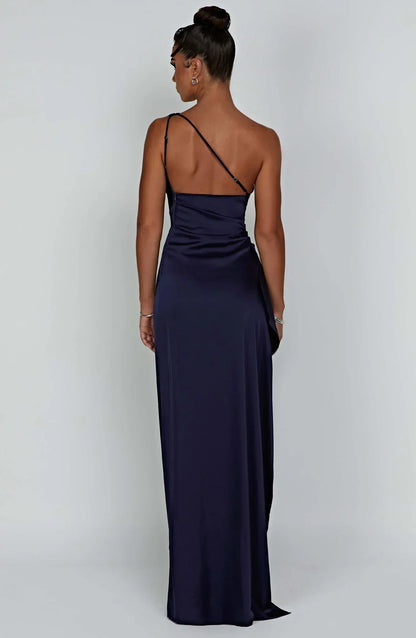 Sylis | one-shoulder satin slit dress