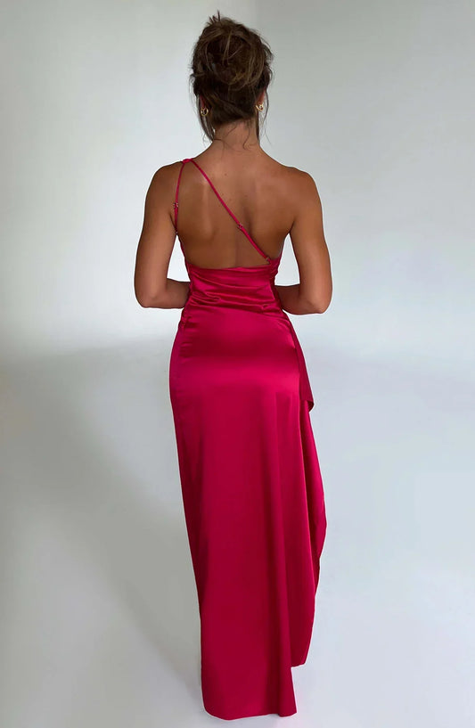 Sylis divided satin with one shoulder