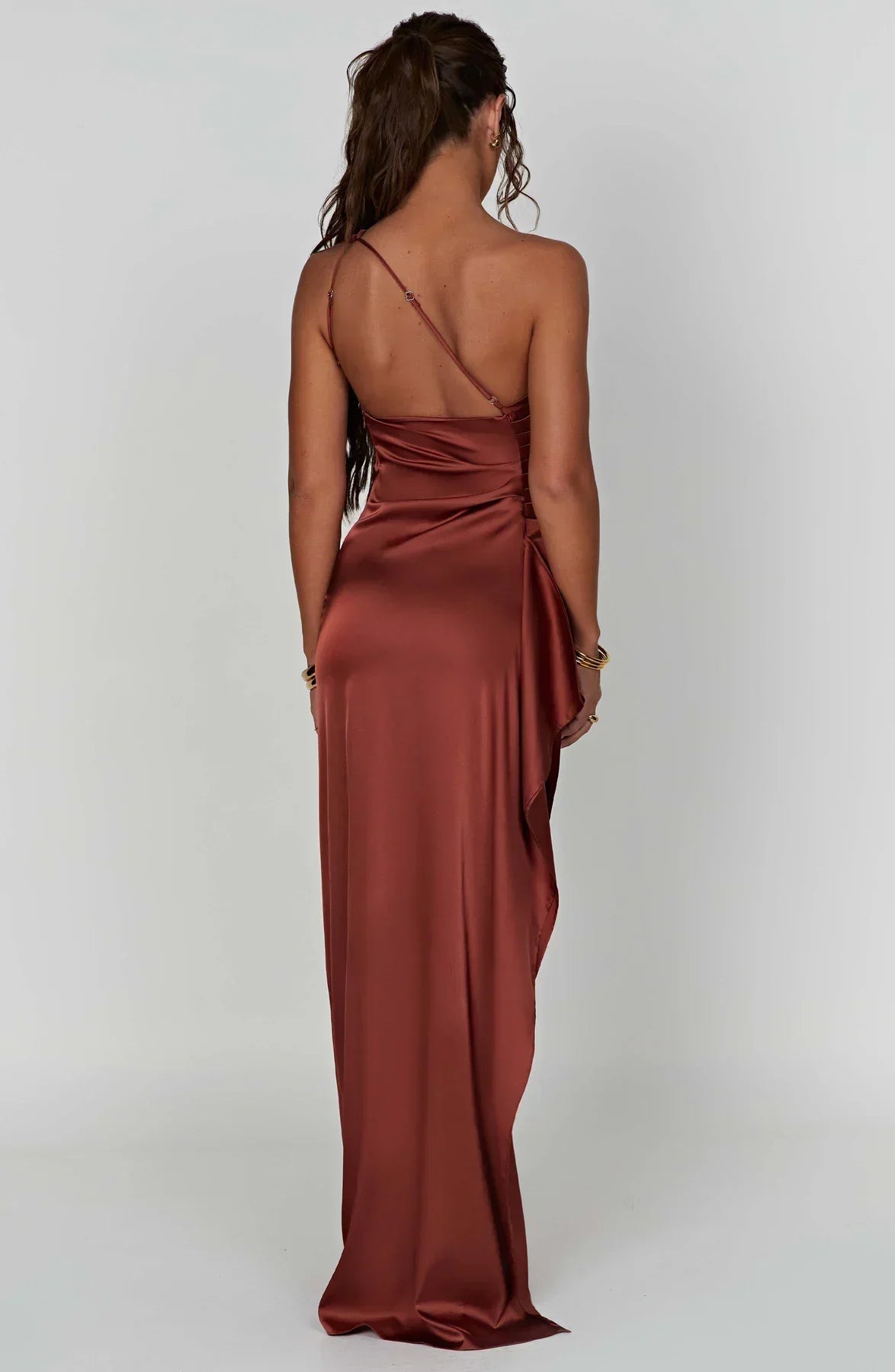 Sylis | one-shoulder satin slit dress