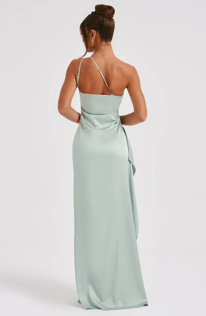 Sylis | one-shoulder satin slit dress