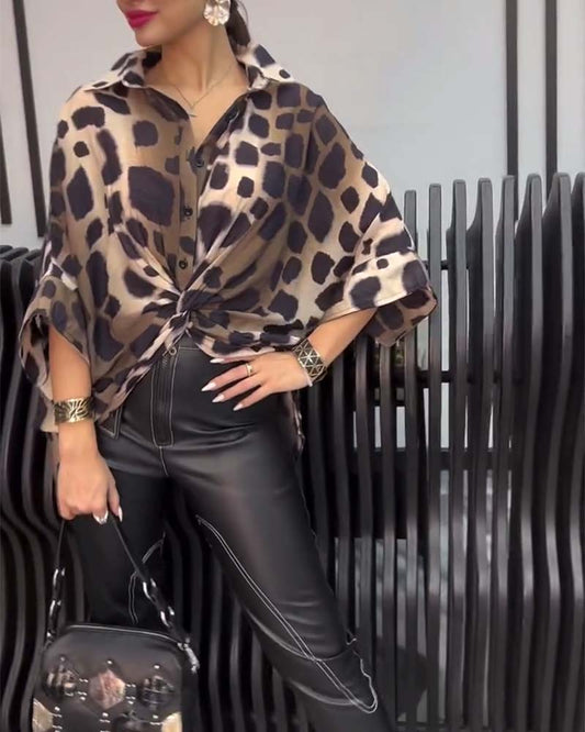 Sylis - Elegant Leopard Pattern Blouse