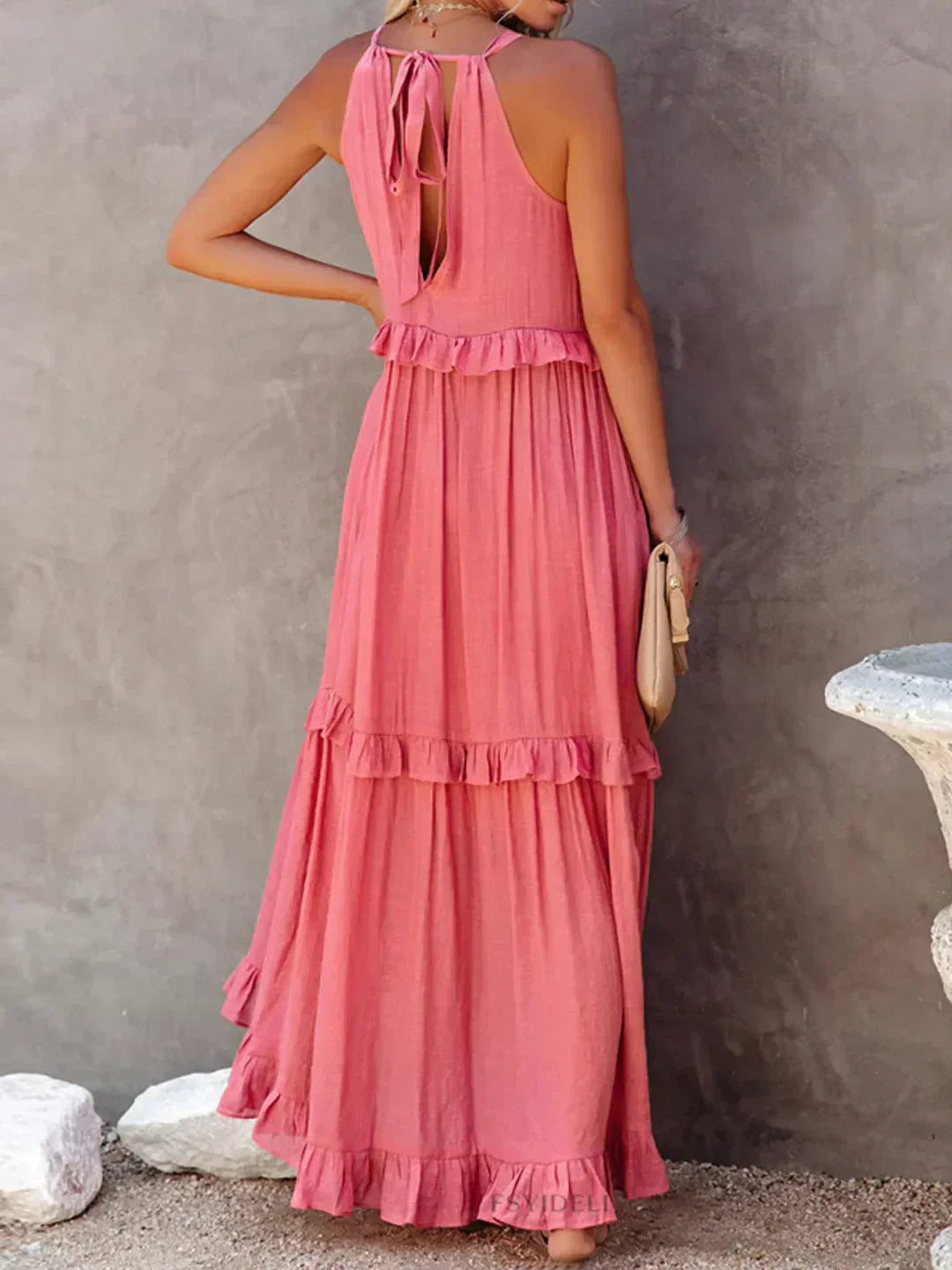 Sylis | Halter Ruffle Maxi Dress