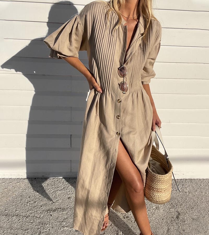 Sylis | Pleated  Stylish Linen Dress