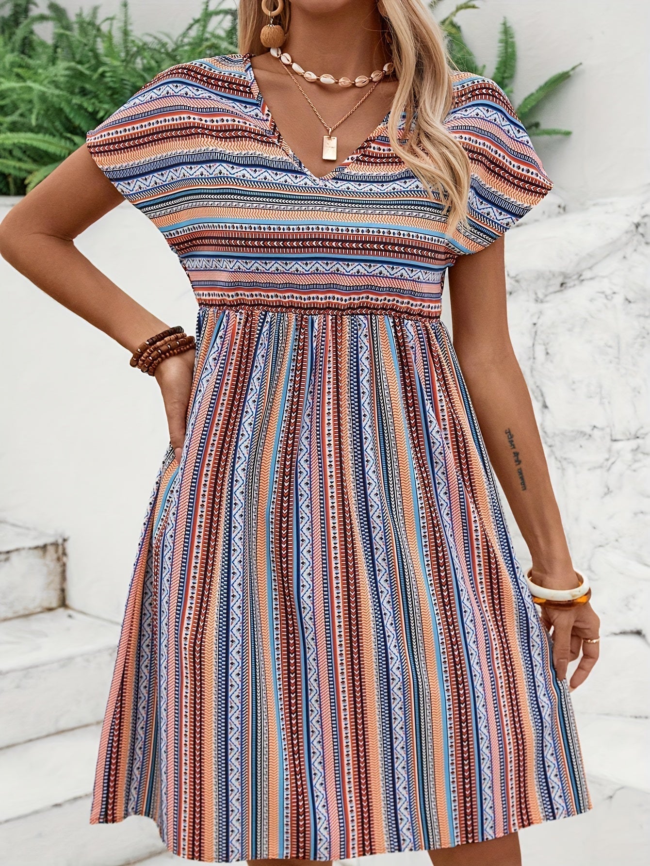 Sylis | Striped Boho Style Dress