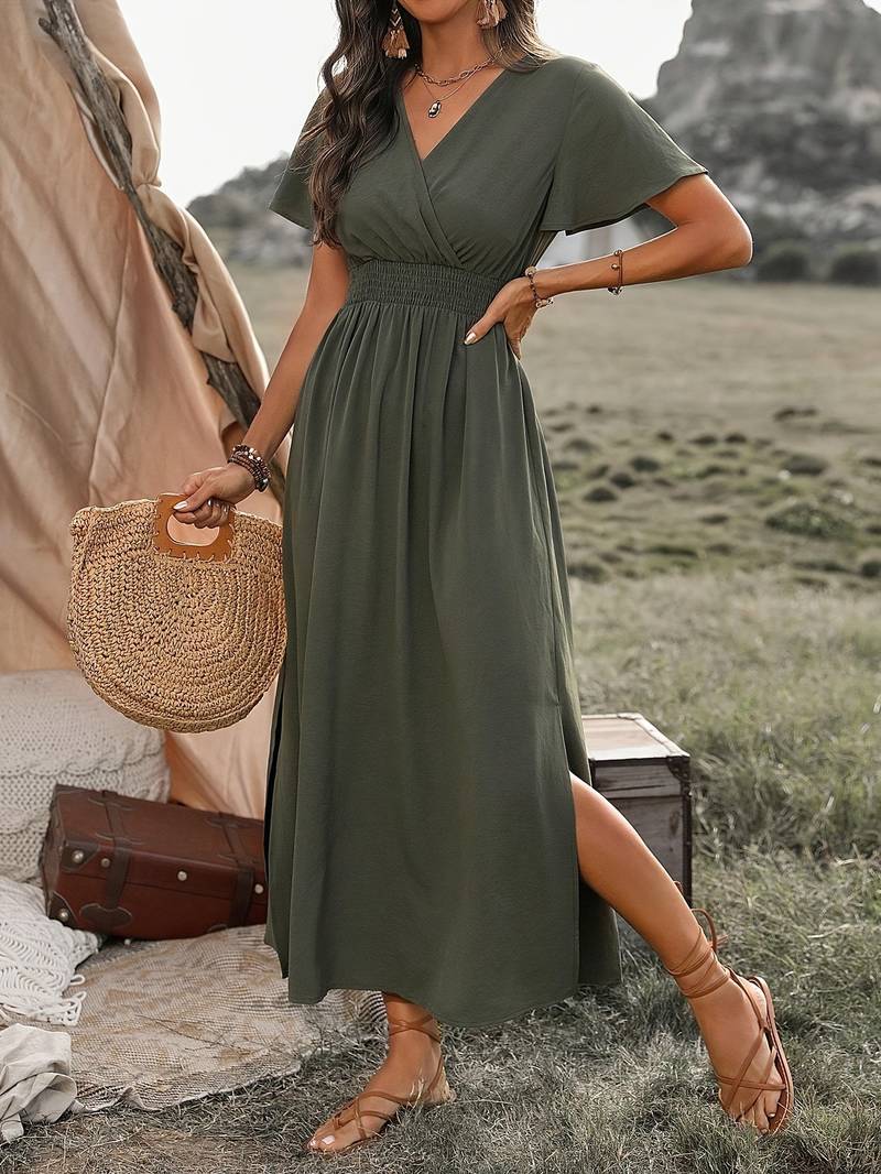 Sylis | Elegant V-neck Long Boho Dress