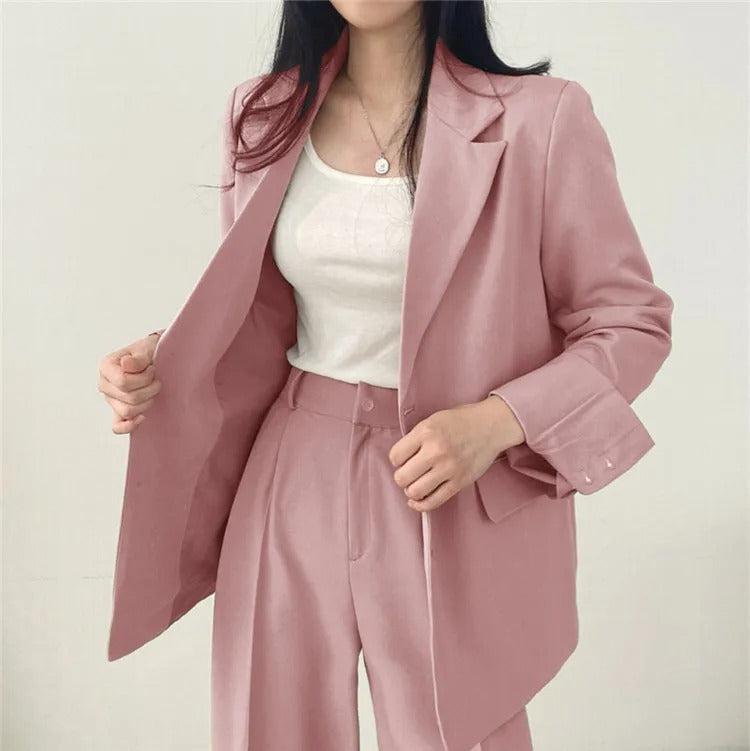 Sylis | Plain Blazer and Straight Fit Pants Set