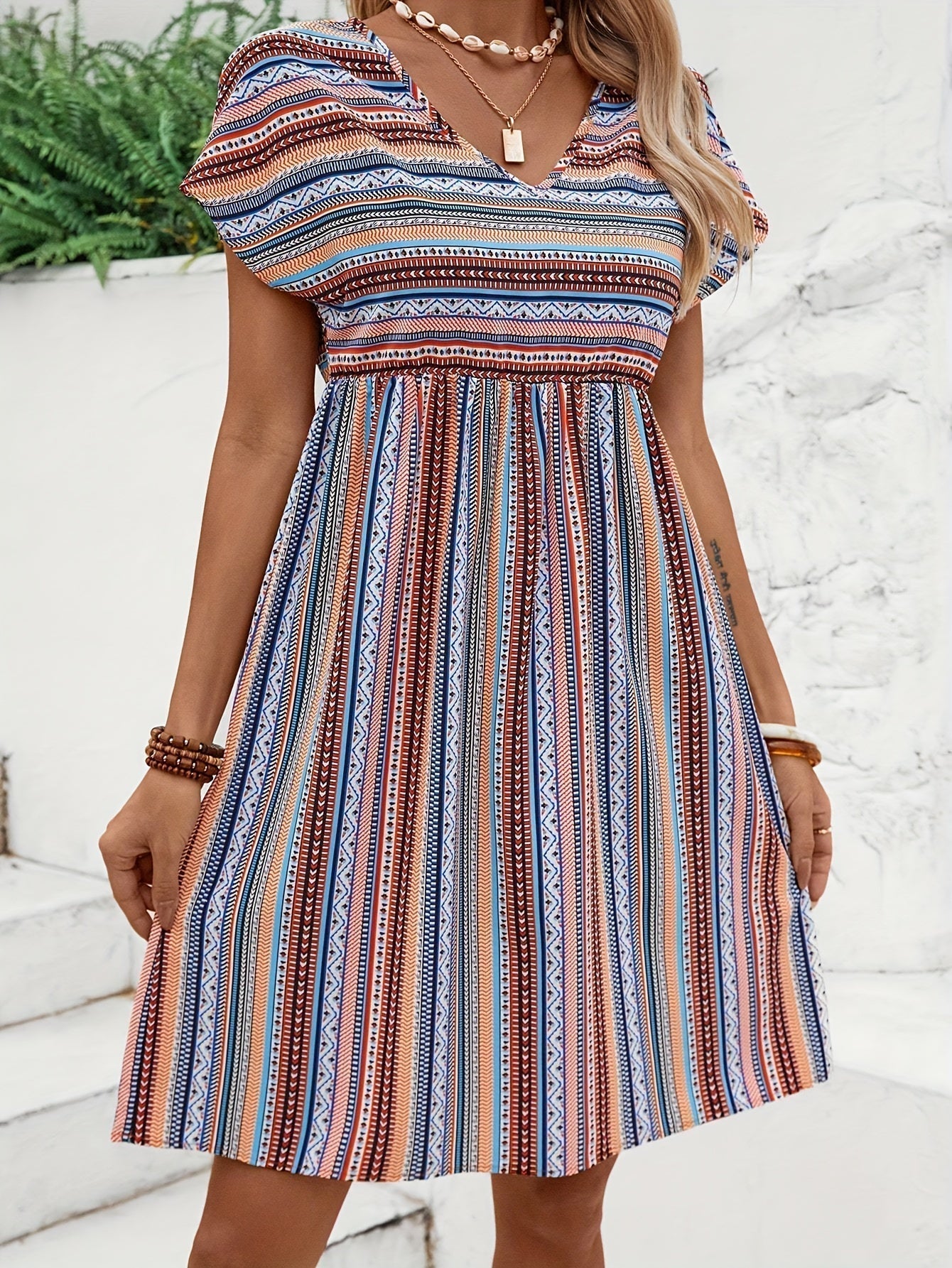 Sylis | Striped Boho Style Dress