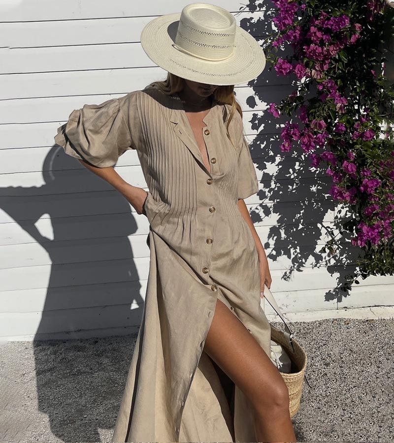 Sylis | Pleated  Stylish Linen Dress