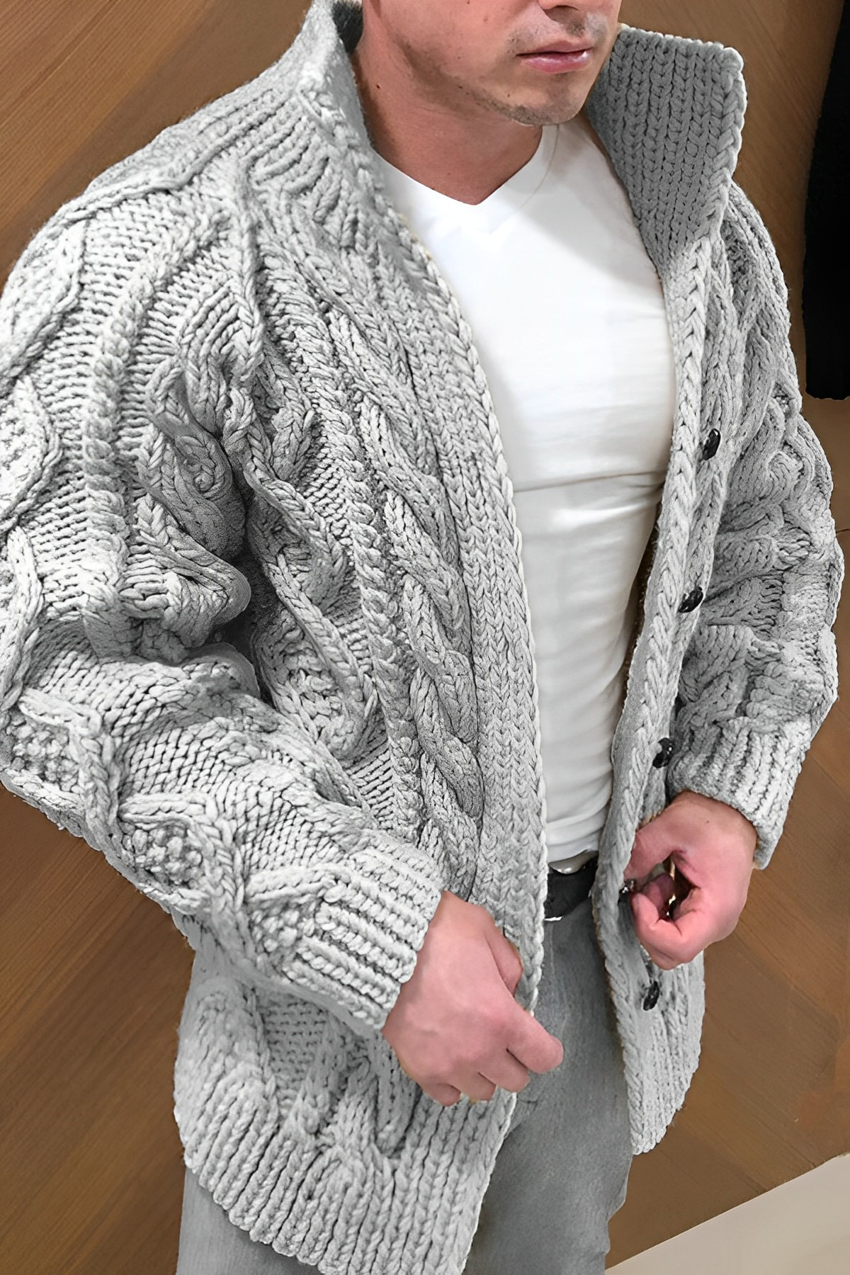 Sylis knit cardigan with braided pattern