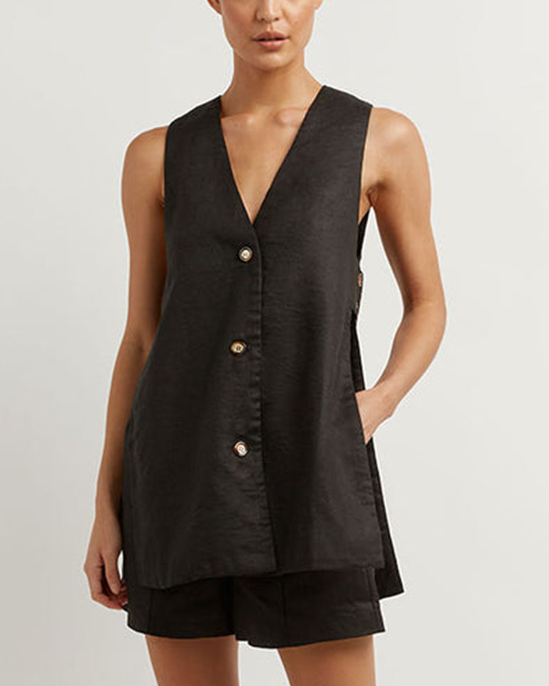 Sylis | Sleeveless Buttoned Set