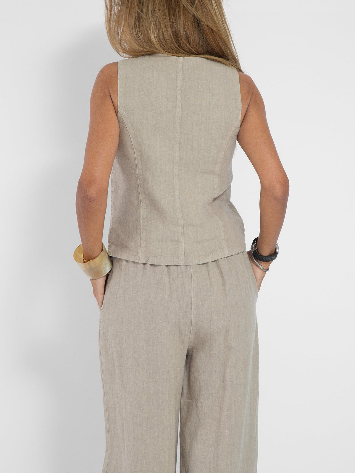 Sylis | Buttoned Vest & Wide-Leg Trousers Set