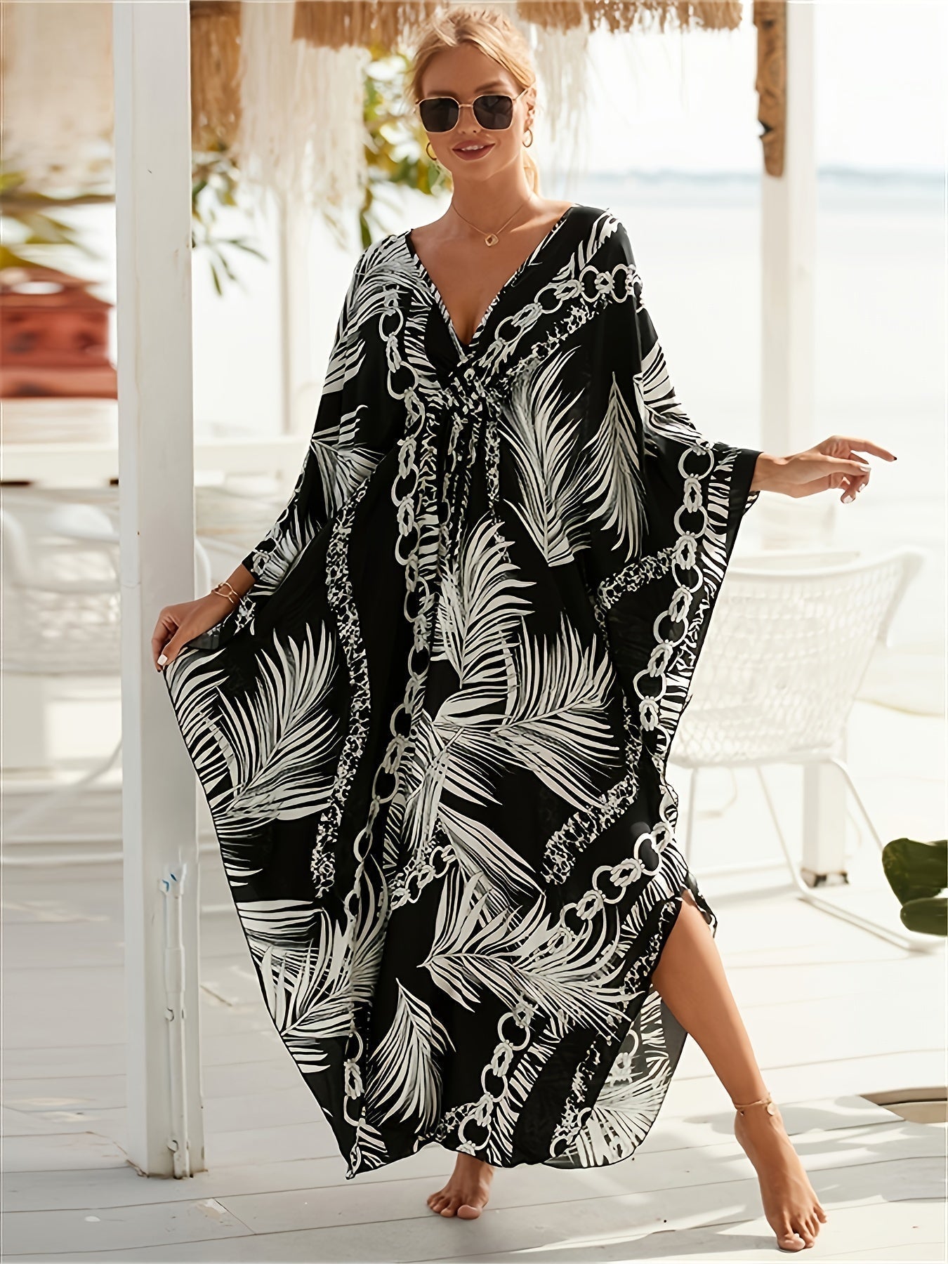 Sylis | Luxe Chain Print Kaftan Dress