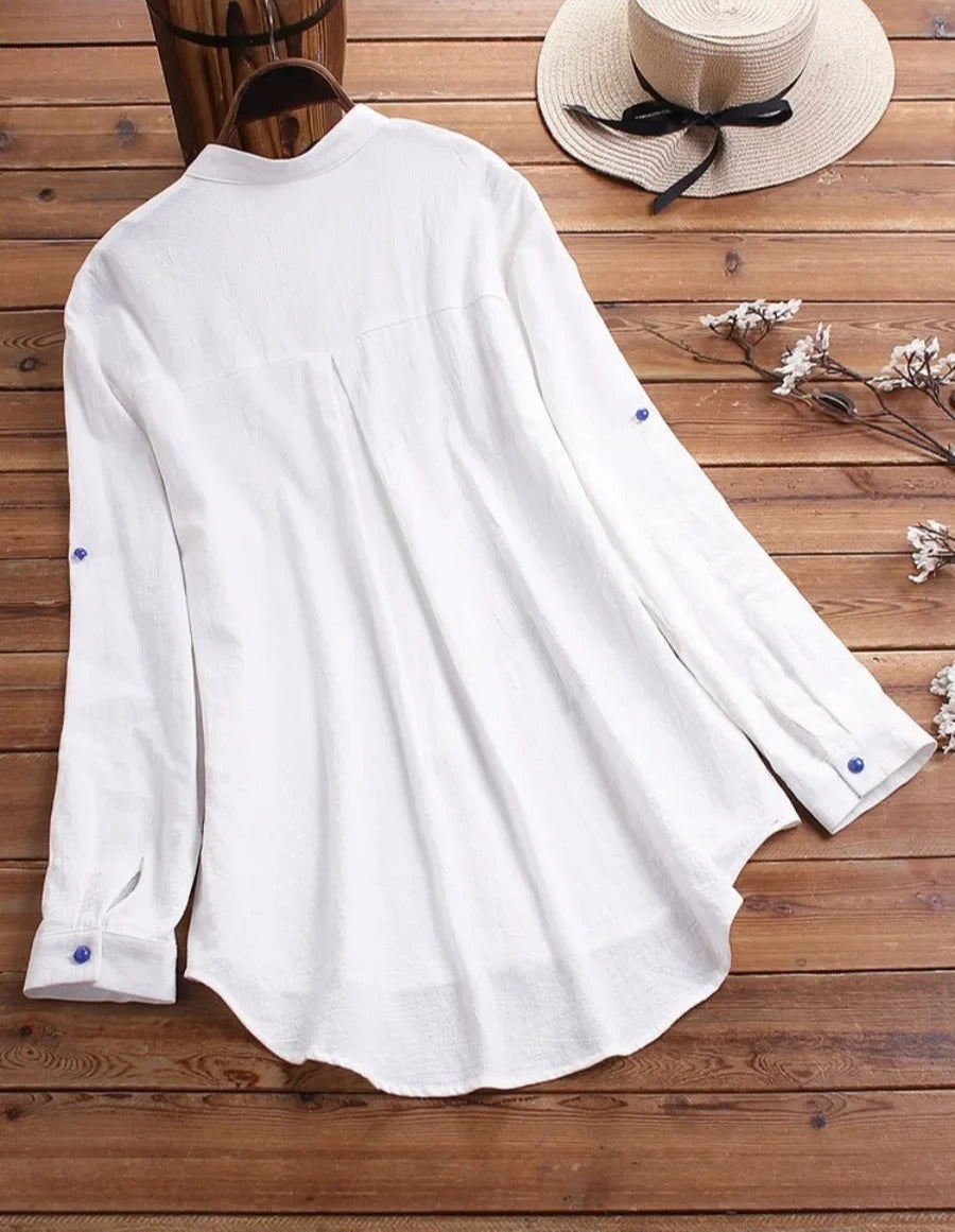 Sylis - Casual Loose Cotton Linen Shirt