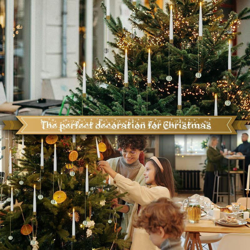 LED Christmas tree candles with crystal ball – Realistic flame effect