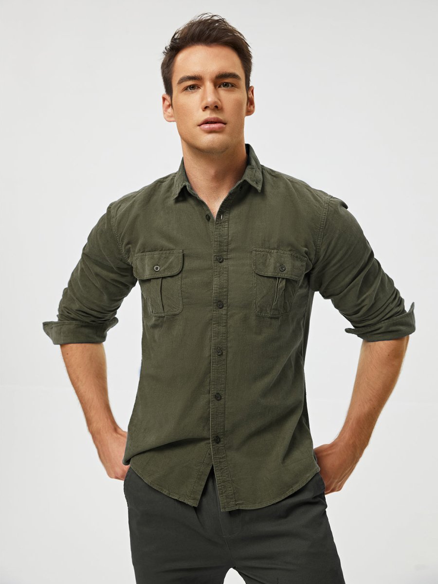 Sylis - Classic Comfortable Multi-Pocket Corduroy Shirt