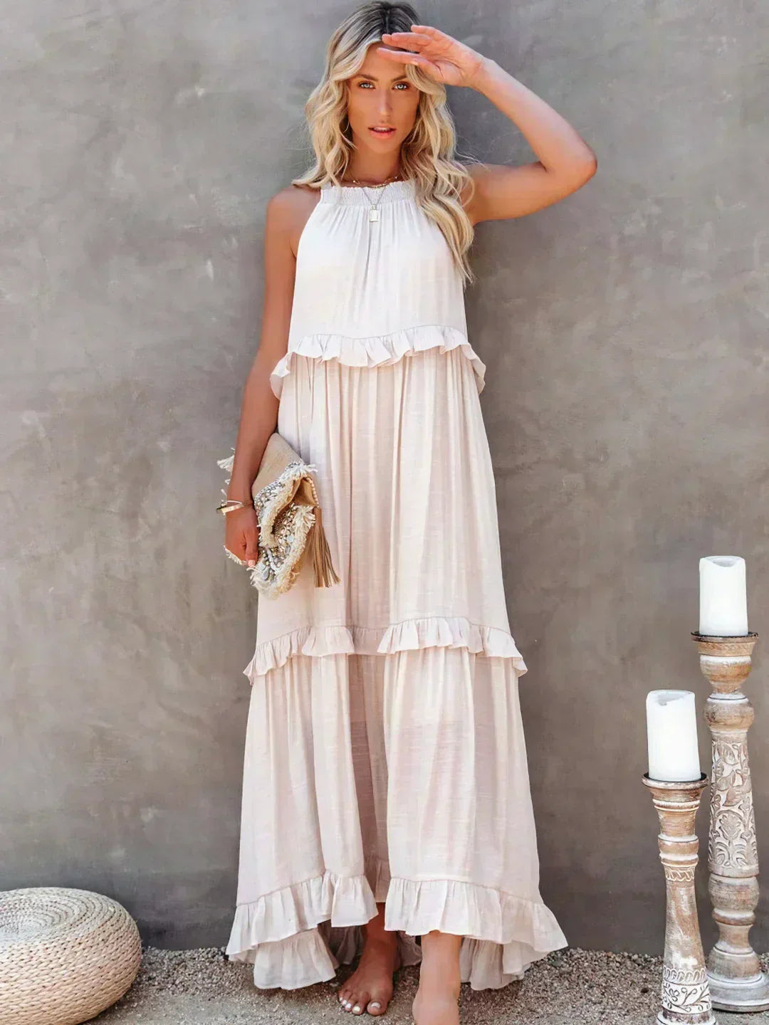 Sylis | Halter Ruffle Maxi Dress