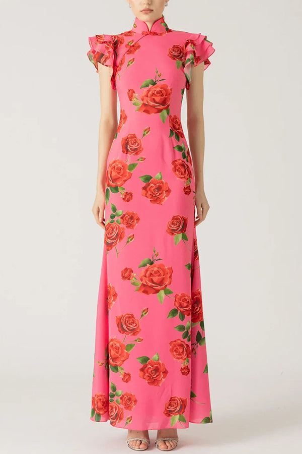 Sylis | Stylish Sleeves Less Maxi Floral Dress