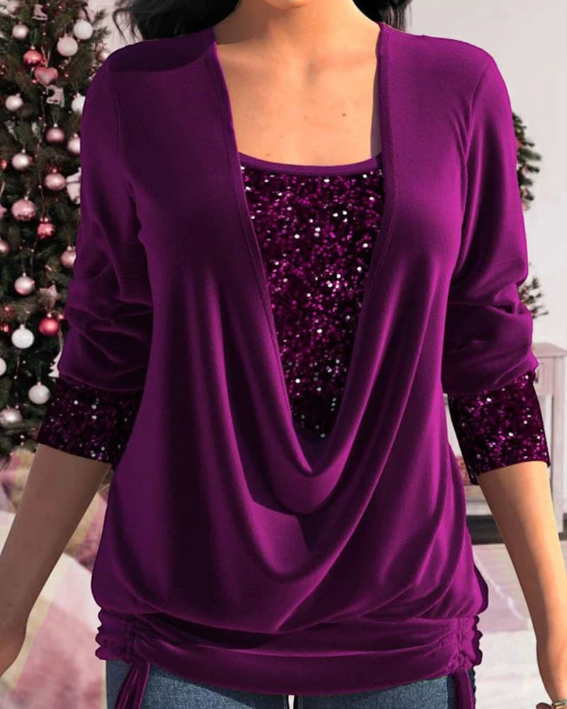 Sylis - Long-sleeved women's shirt with sequins