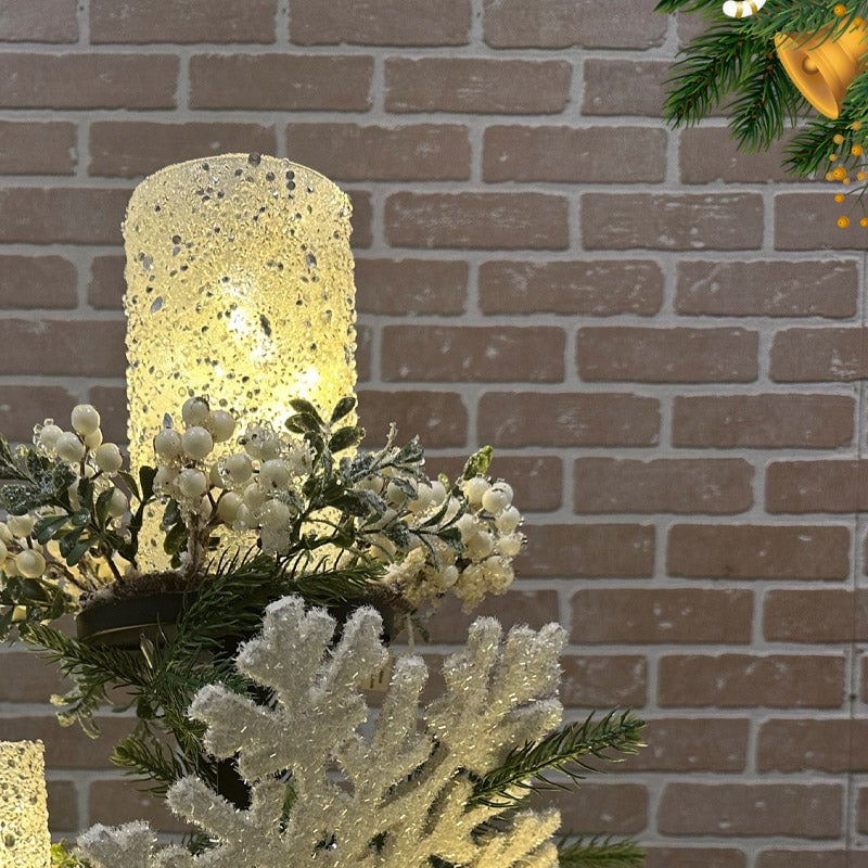 Christmas Tree Topper Shelf | Triple-Layer Ornament & Candle Display Stand | 36-Inch Iron