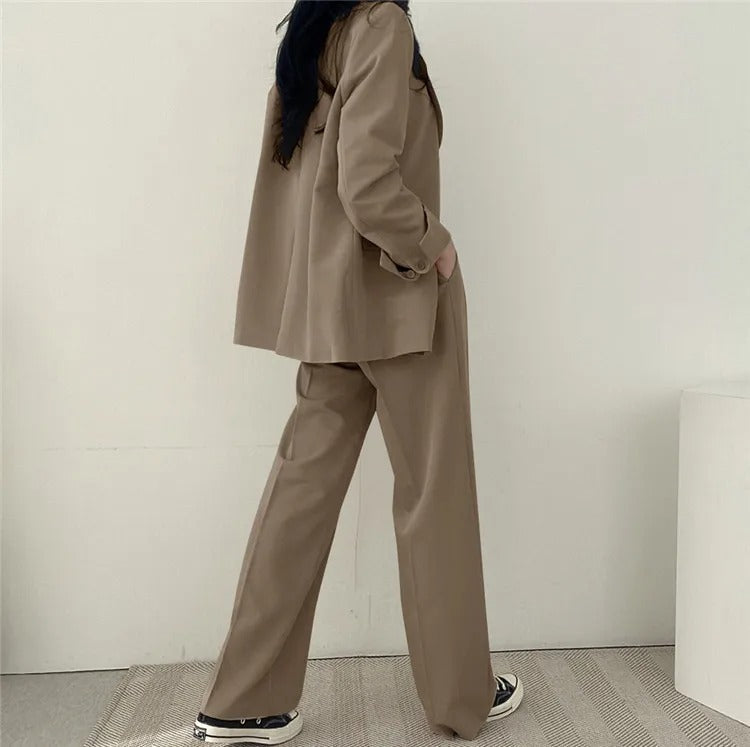 Sylis | Plain Blazer and Straight Fit Pants Set