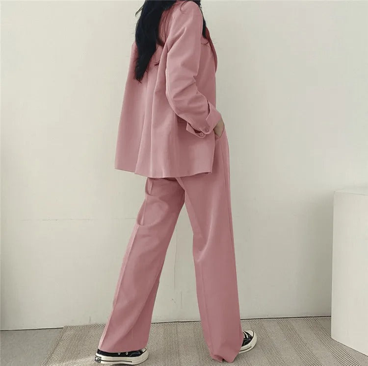 Sylis | Plain Blazer and Straight Fit Pants Set