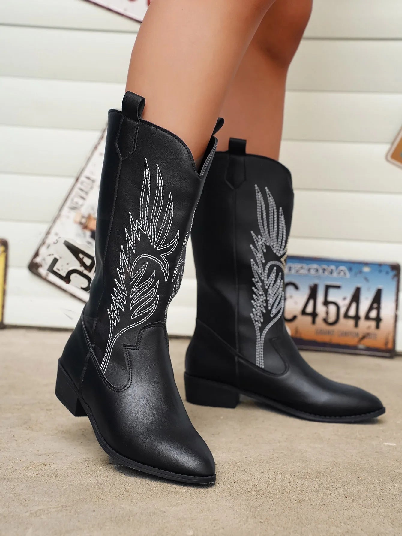 Sylis | Stylish PU Leather Soft Lining Cowboy Boots