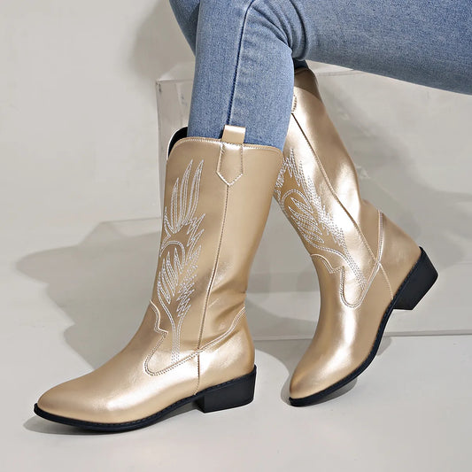 Sylis | Stylish PU Leather Soft Lining Cowboy Boots