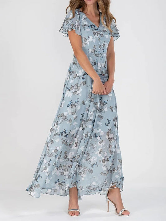 Sylis | Chiffon Floral Dress With Fringe