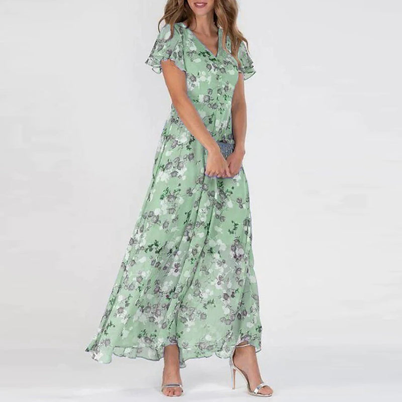 Sylis | Chiffon Floral Dress With Fringe