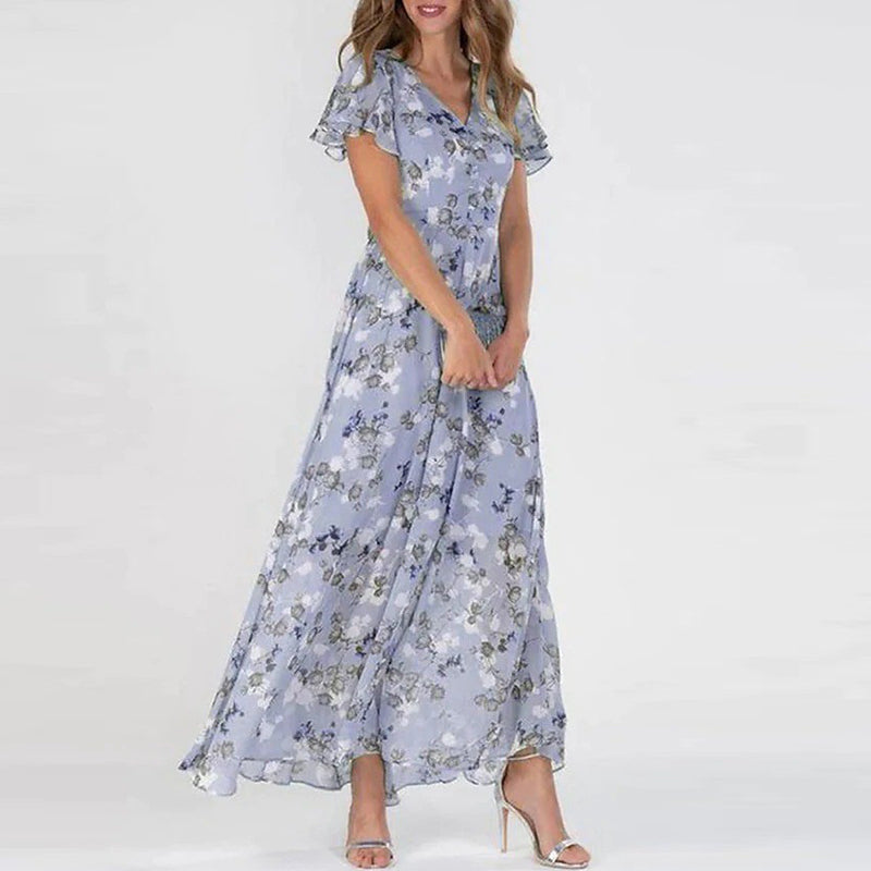 Sylis | Chiffon Floral Dress With Fringe