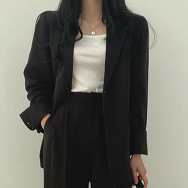 Sylis | Plain Blazer and Straight Fit Pants Set