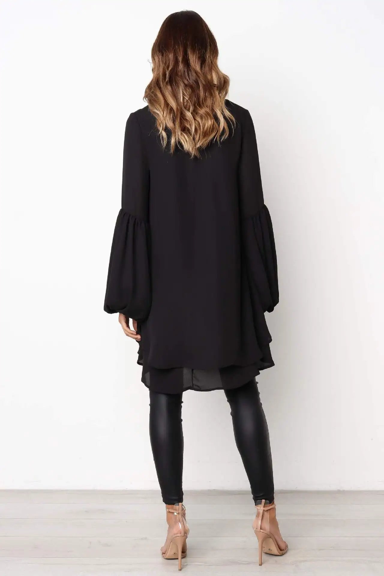 Sylis | Asymmetrical Lantern Sleeve Round Neck Blouse