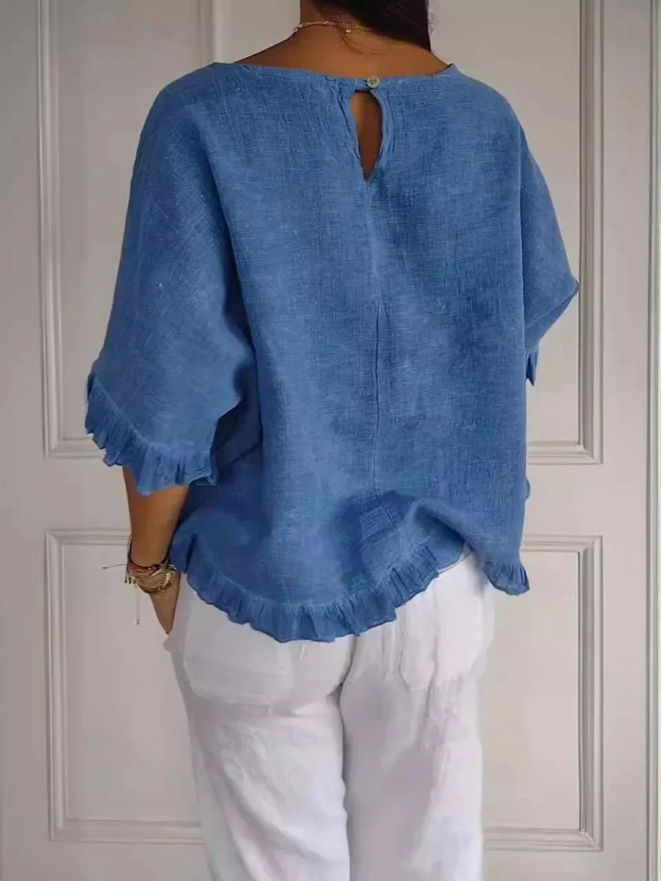 Sylis | Cotton Linen Blouse with Ruffles