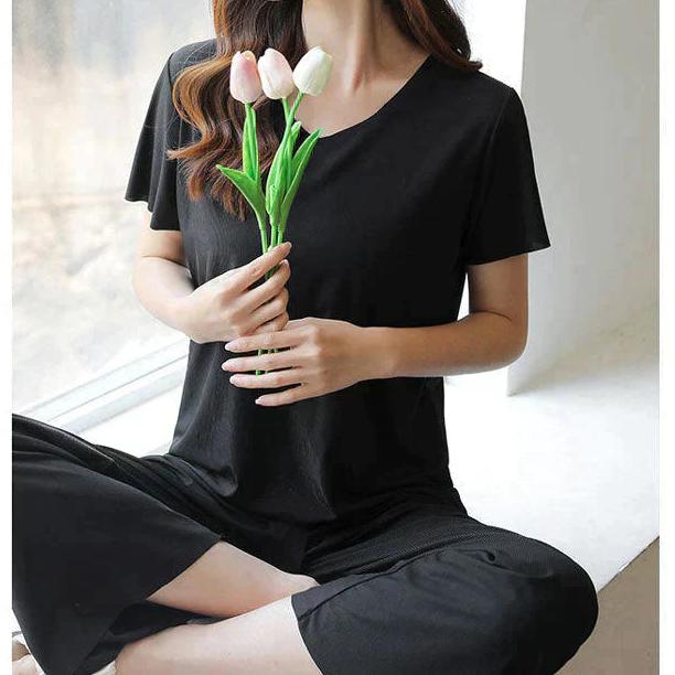 Sylis - Soft Ice Silk T-Shirt with Pants Set