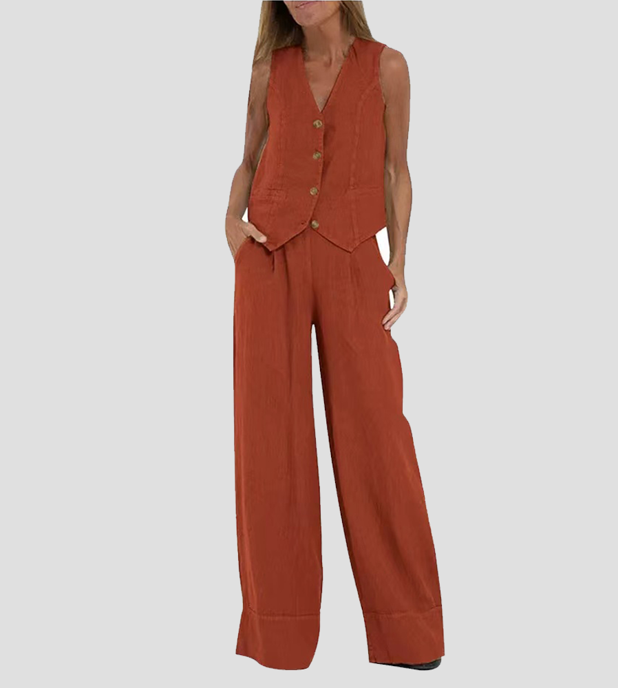 Sylis | Buttoned Vest & Wide-Leg Trousers Set