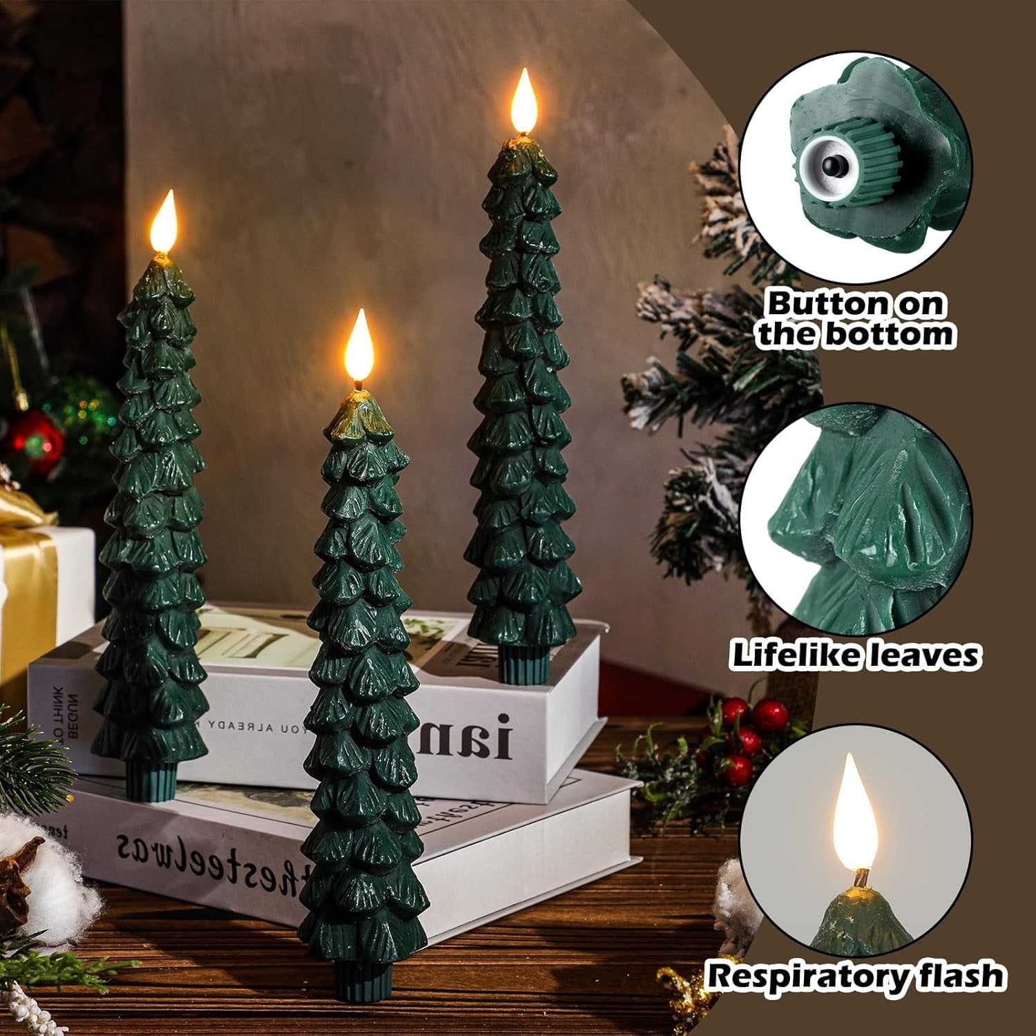 LED Christmas Candle | Musical Flameless Candlelight | Holiday Decoration for Warm Ambience