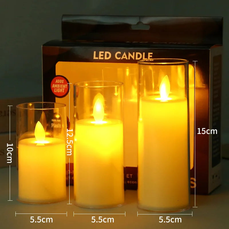 LED Candles with Glass Holders for Home Decor