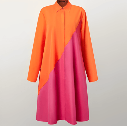 Sylis dress with lapel collar and three-quarter sleeves