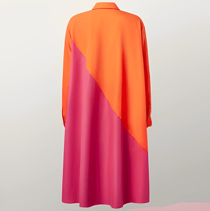 Sylis dress with lapel collar and three-quarter sleeves