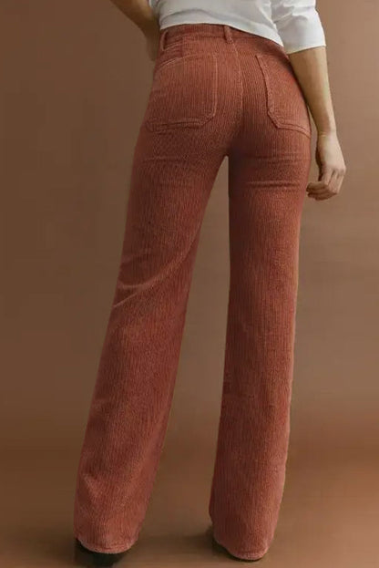 High-waisted corduroy pants with square pockets