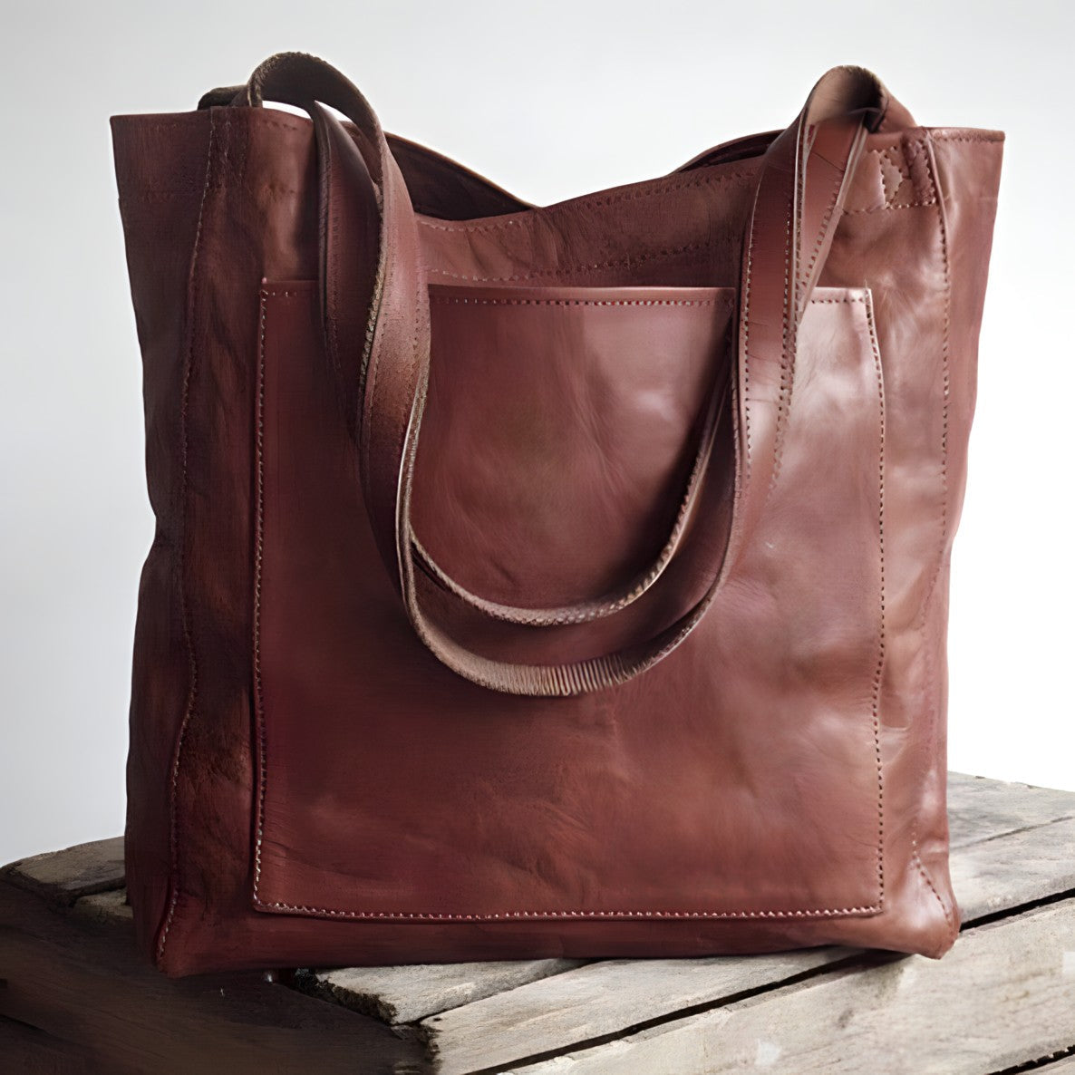 dunkelbraune Ledertasche für Damen