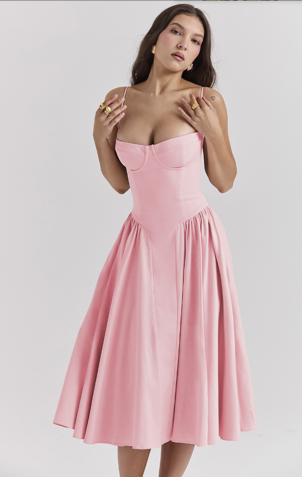 Sylis | Chic Sleeveless Midi Sun Dress With Corset Fit