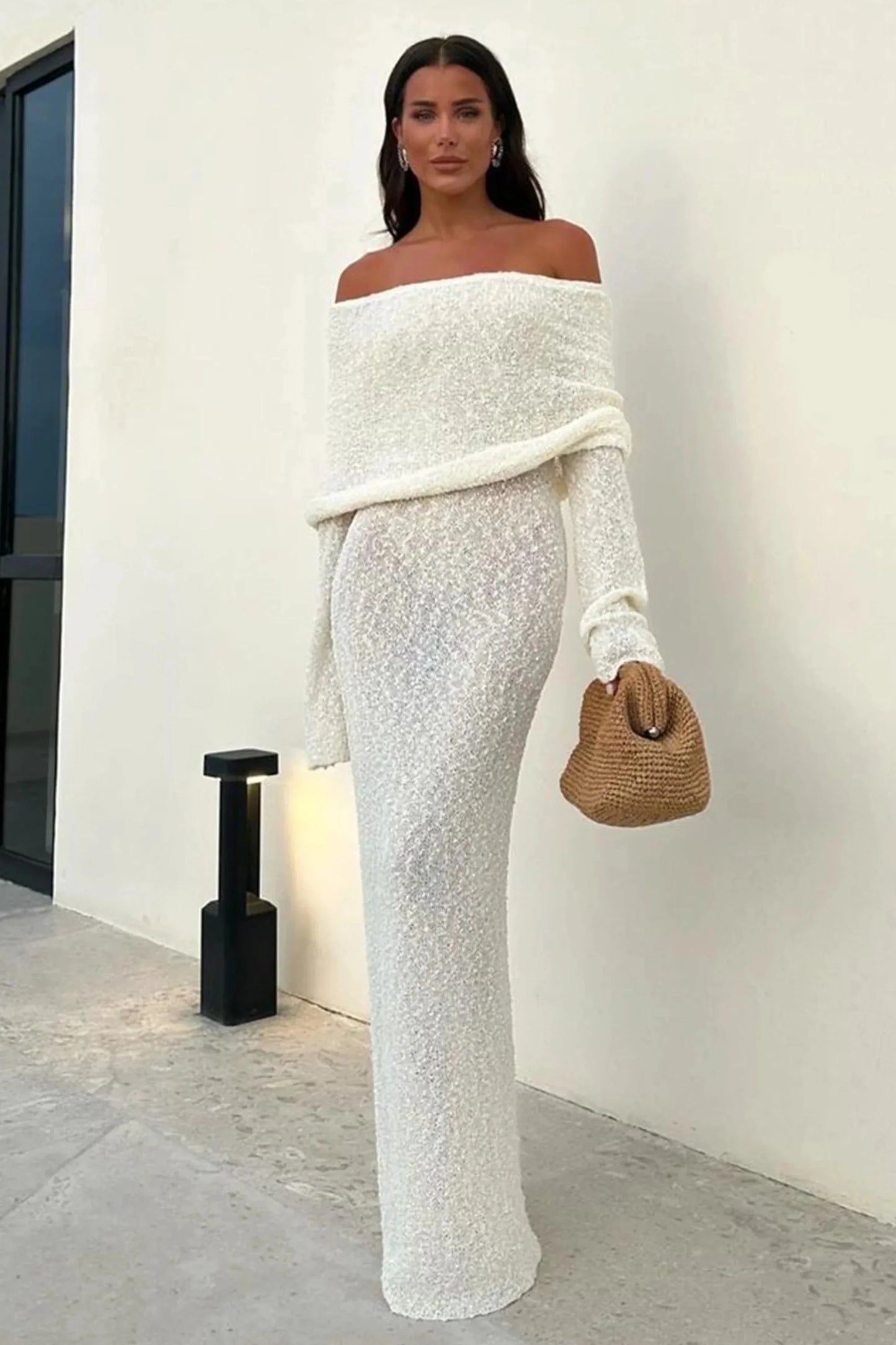 Sylis | Off Shoulder Knit Maxi Dress