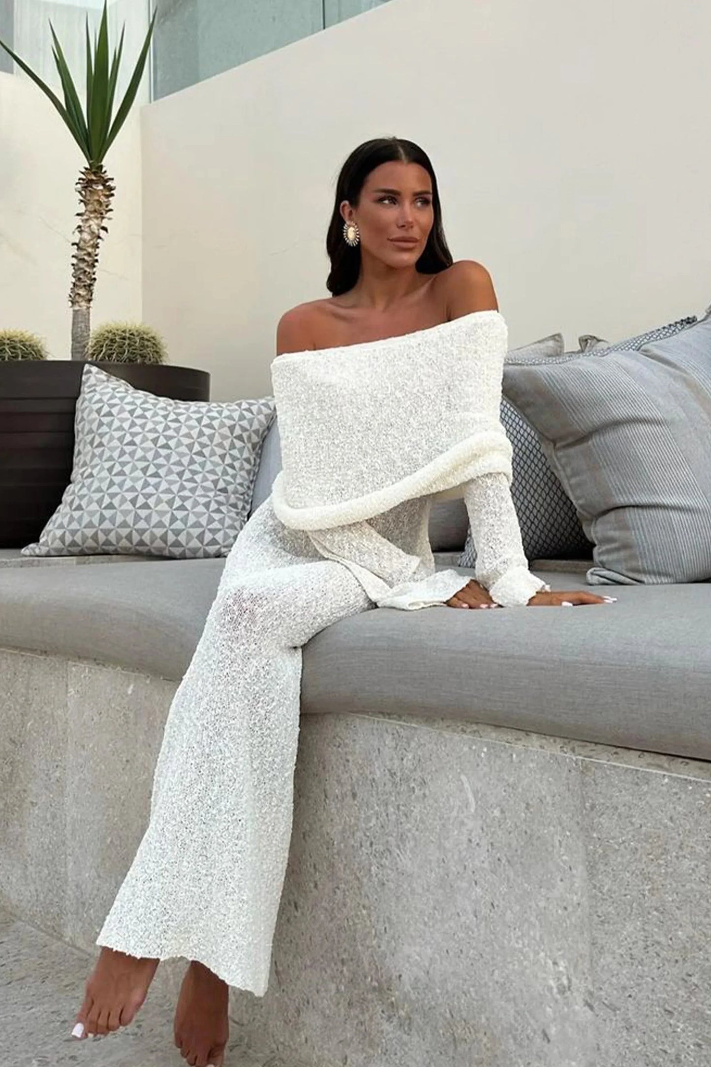 Sylis | Off Shoulder Knit Maxi Dress