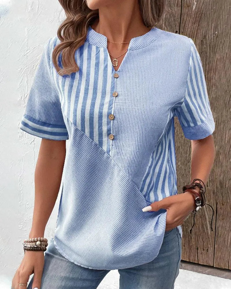 Sylis | Comfortable Striped Cotton Blouse