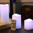 LED Candles - 3 pieces - 7.5/11.5/15 cm - with remote control - with color change