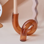 Modern Glass Candleholder-Brown