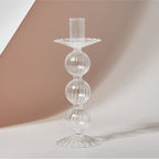 Glass Candle Holder - Lace Tray - Grey, Transparent