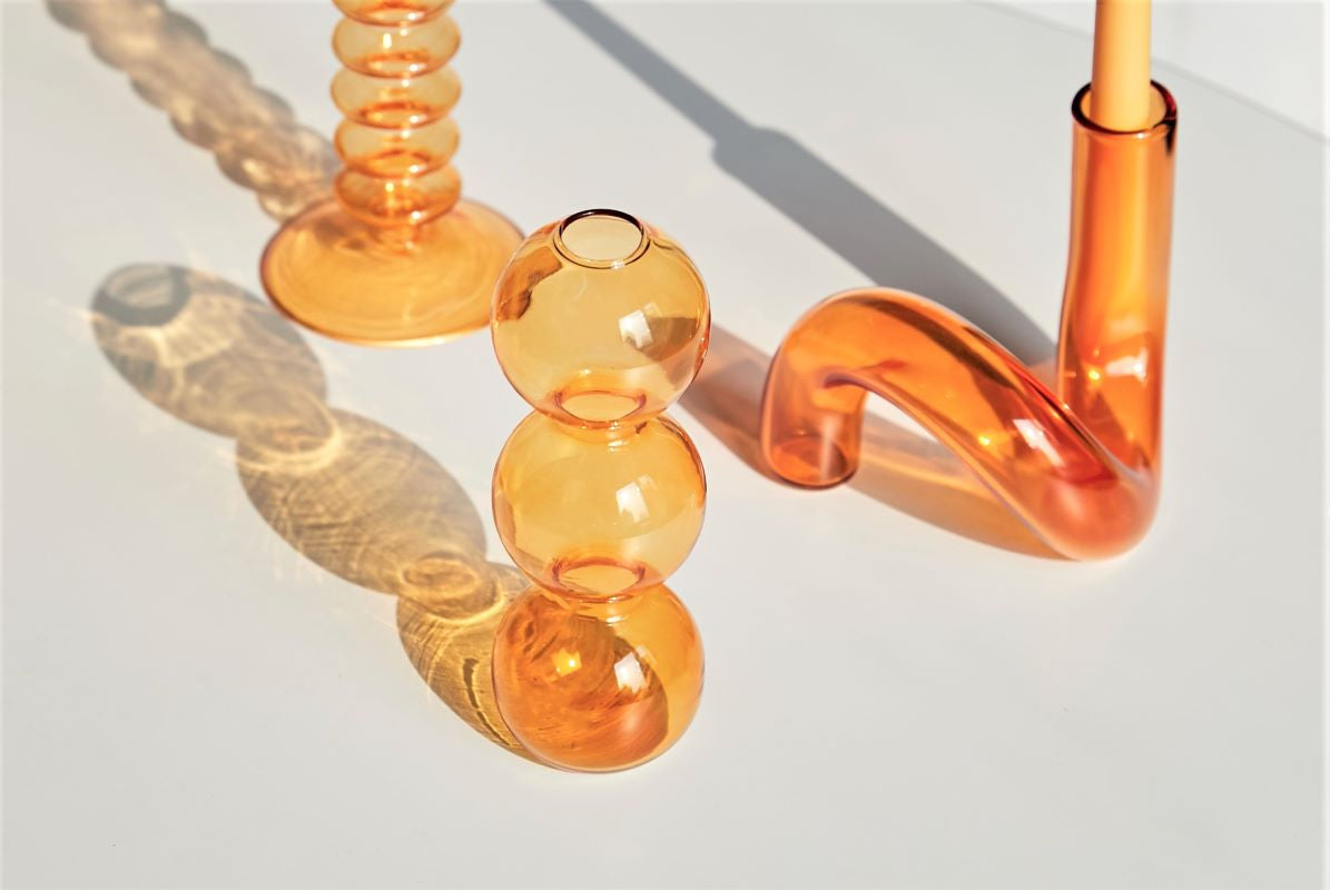 Modern Glass Candleholder-Orange
