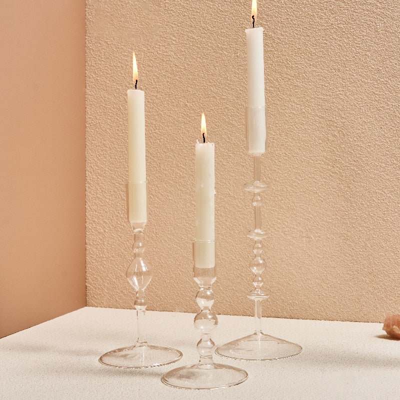 Modern Glass Candleholders - Transparent